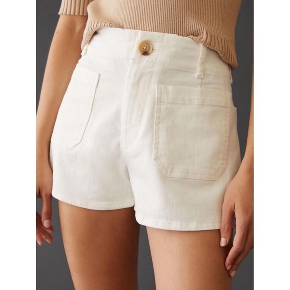 Maeve Pants - Maeve Anthropologie The Colette High Rise Linen Cotton Shorts Beige Size 28